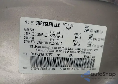 2008 Chrysler Aspen Limited from USA, damaged, VIN 1A8HX58248F122007